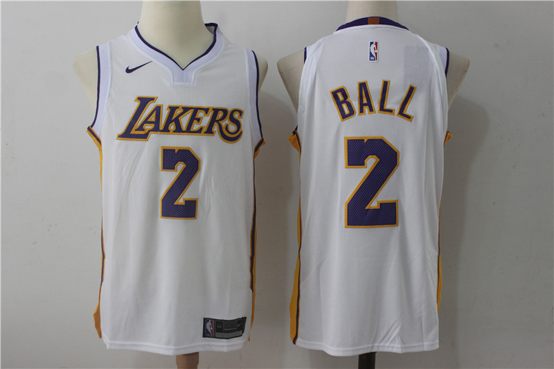 Men Los Angeles Lakers 2 Lonzo Ball White New Nike Season NBA Jerseys